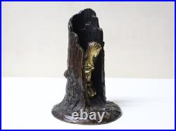 Jolie Sculpture à 2 patines bronze et or mendiante frileuse XIXe XXe siècle