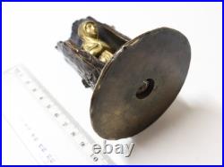 Jolie Sculpture à 2 patines bronze et or mendiante frileuse XIXe XXe siècle