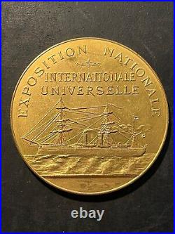 Jolie médaille Art Nouveau bronze doré Exposition Internationale NICE 1897