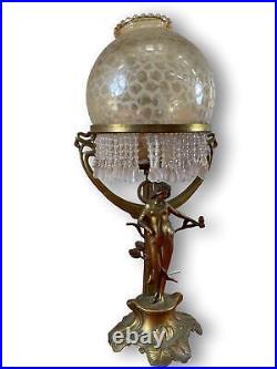 Lampe De Table Art Nouveau. Bronze Doré Al Ou Molu. France. Xix-xx Siècle