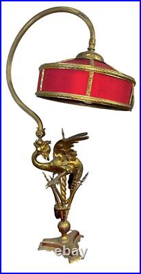 Lampe De Table Moderniste Antique. Bronze Doré. Espagne. Xixe Siècle