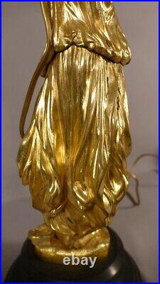 Lampe Vestale à l'Antique En Bronze Doré Et Marbre, époque Milieu XIX ème Siècle