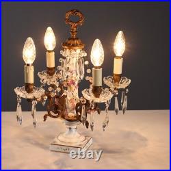 Lampe de Table Ancienne Bronze Doré Céramique du XIXe Siècle Originale