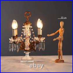 Lampe de Table Ancienne Bronze Doré Céramique du XIXe Siècle Originale