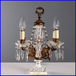 Lampe de Table Ancienne Bronze Doré Céramique du XIXe Siècle Originale