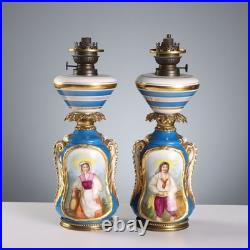 Lampes Anciennes Céramique Peinte Bronze Europe XIXe Siècle Originales