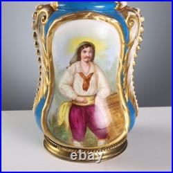 Lampes Anciennes Céramique Peinte Bronze Europe XIXe Siècle Originales