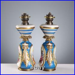 Lampes Anciennes Céramique Peinte Bronze Europe XIXe Siècle Originales