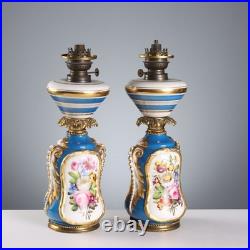 Lampes Anciennes Céramique Peinte Bronze Europe XIXe Siècle Originales