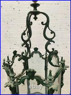 Lanterne de style Louis XV en bronze patiné XIX siècle