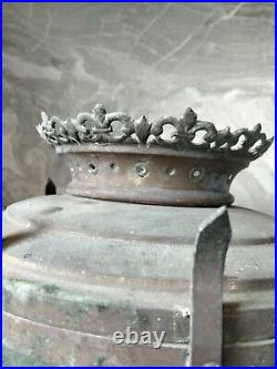 Lanterne vitrail et bronze XIXé siècle, entièrement riveter, château, ornement