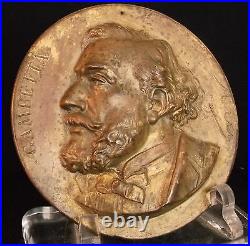 Large superbe Médaille médaillon 16,5 cm XIX Léon Gambetta Republicain Medal