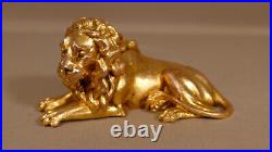 Le Lion, Statuette En Bronze Doré époque XIX ème Siècle