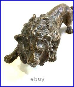 Lion Bronze de Vienne- Signé Cachet Bergman Fin XIXe/Début XXe Siècle