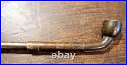 Longue PIPE kiseru Opiûm CHINE CHINOISE XIXe siecle en Bronze niellé d'or