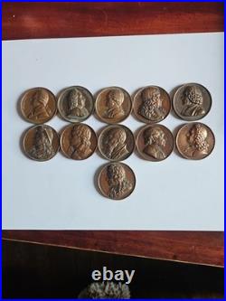 Lot 11 Médailles Bronze XIXe Galerie Métallique 40mm Rousseau Colbert