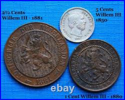 Lot Monnaies Argent & Bronze (Cents) XIXe & XXe Siècle / Pays-Bas