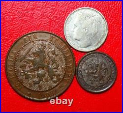 Lot Monnaies Argent & Bronze (Cents) XIXe & XXe Siècle / Pays-Bas