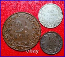 Lot Monnaies Argent & Bronze (Cents) XIXe & XXe Siècle / Pays-Bas
