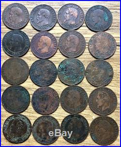 Lot de 153 pièces de monnaies françaises en bronze (XIX et XX siècle)