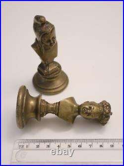 Lot de 2 Anciennes Statuettes en bronze Jean qui pleure Jean qui rit XIXe siècle