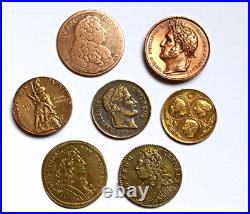Lot médailles anciennes bronze cuivre XIXe antique french medals tokens France