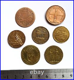 Lot médailles anciennes bronze cuivre XIXe antique french medals tokens France