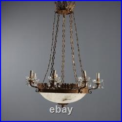 Lustre Ancien Bronze Doré Néoclassique Italie XIXe Siècle Original