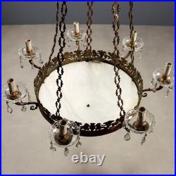 Lustre Ancien Bronze Doré Néoclassique Italie XIXe Siècle Original