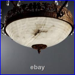 Lustre Ancien Bronze Doré Néoclassique Italie XIXe Siècle Original