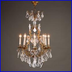 Lustre Ancien Crystal Bronze Fer Italie XIXe Siècle Original Lustre Ancien Crystal Bronze Fer Italie XIXe Siècle Original
