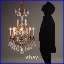Lustre Ancien Crystal Bronze Fer Italie XIXe Siècle Original Lustre Ancien Crystal Bronze Fer Italie XIXe Siècle Original