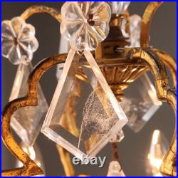 Lustre Ancien Crystal Bronze Fer Italie XIXe Siècle Original Lustre Ancien Crystal Bronze Fer Italie XIXe Siècle Original