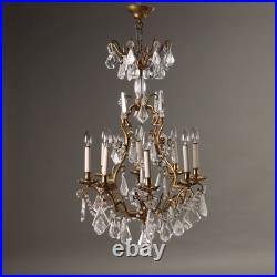 Lustre Ancien Crystal Bronze Fer Italie XIXe Siècle Original Lustre Ancien Crystal Bronze Fer Italie XIXe Siècle Original