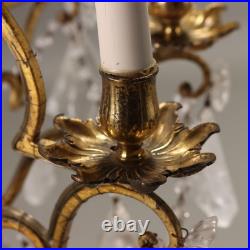 Lustre Ancien Crystal Bronze Fer Italie XIXe Siècle Original Lustre Ancien Crystal Bronze Fer Italie XIXe Siècle Original