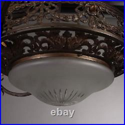 Lustre Art Nouveau Ancien 6 Lumières Bronze XIXe Siècle