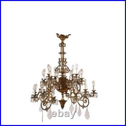 Lustre Néo-Gothique Bronze Cristal XIXe Siècle Lustre Néo-Gothique Bronze Cristal XIXe Siècle