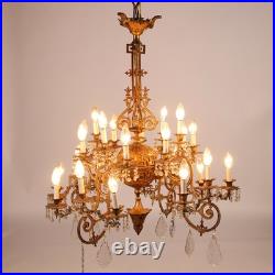 Lustre Néo-Gothique Bronze Cristal XIXe Siècle Lustre Néo-Gothique Bronze Cristal XIXe Siècle