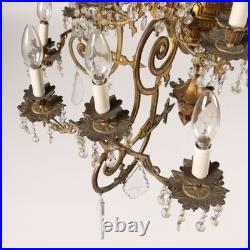 Lustre Néo-Gothique Bronze Cristal XIXe Siècle Lustre Néo-Gothique Bronze Cristal XIXe Siècle