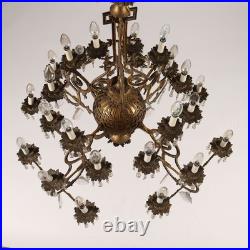 Lustre Néo-Gothique Bronze Cristal XIXe Siècle Lustre Néo-Gothique Bronze Cristal XIXe Siècle