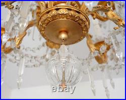 Lustre à 10 feux cristal de Baccarat & bronze doré à l'or fin fin XIXe siècle