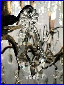 Lustre à pampilles cristal et bronze style Louis XV 9 lumières fin XIX siècle