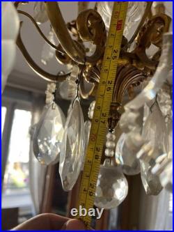 Lustre à pampilles en bronze doré et cristal, XIXe siècle