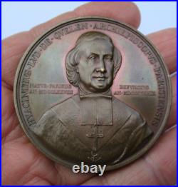 MEDAILLE FRANCAISE 1840 BRONZE NOTRE DAME DE PARIS HYACINTHE DE QUELEN 56 mm 89g