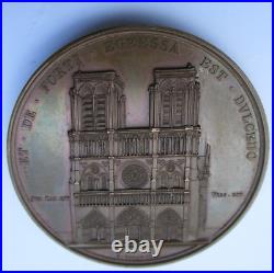 MEDAILLE FRANCAISE 1840 BRONZE NOTRE DAME DE PARIS HYACINTHE DE QUELEN 56 mm 89g