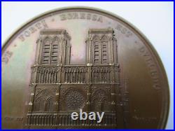 MEDAILLE FRANCAISE 1840 BRONZE NOTRE DAME DE PARIS HYACINTHE DE QUELEN 56 mm 89g