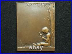 MEDAILLE PLAQUE BRONZE ART NOUVEAU DANIEL DUPUIS 1892 HORTICULTURE 62mm