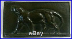MEDAILLE plaque bronze animalier panthère rugissant Antoine Louis Barye MEDAL