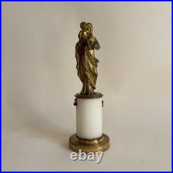 Madone Époque Empire Statuette Bronze Doré Marbre Fin xVIIIe Début XIXe Siecle