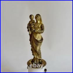Madone Époque Empire Statuette Bronze Doré Marbre Fin xVIIIe Début XIXe Siecle